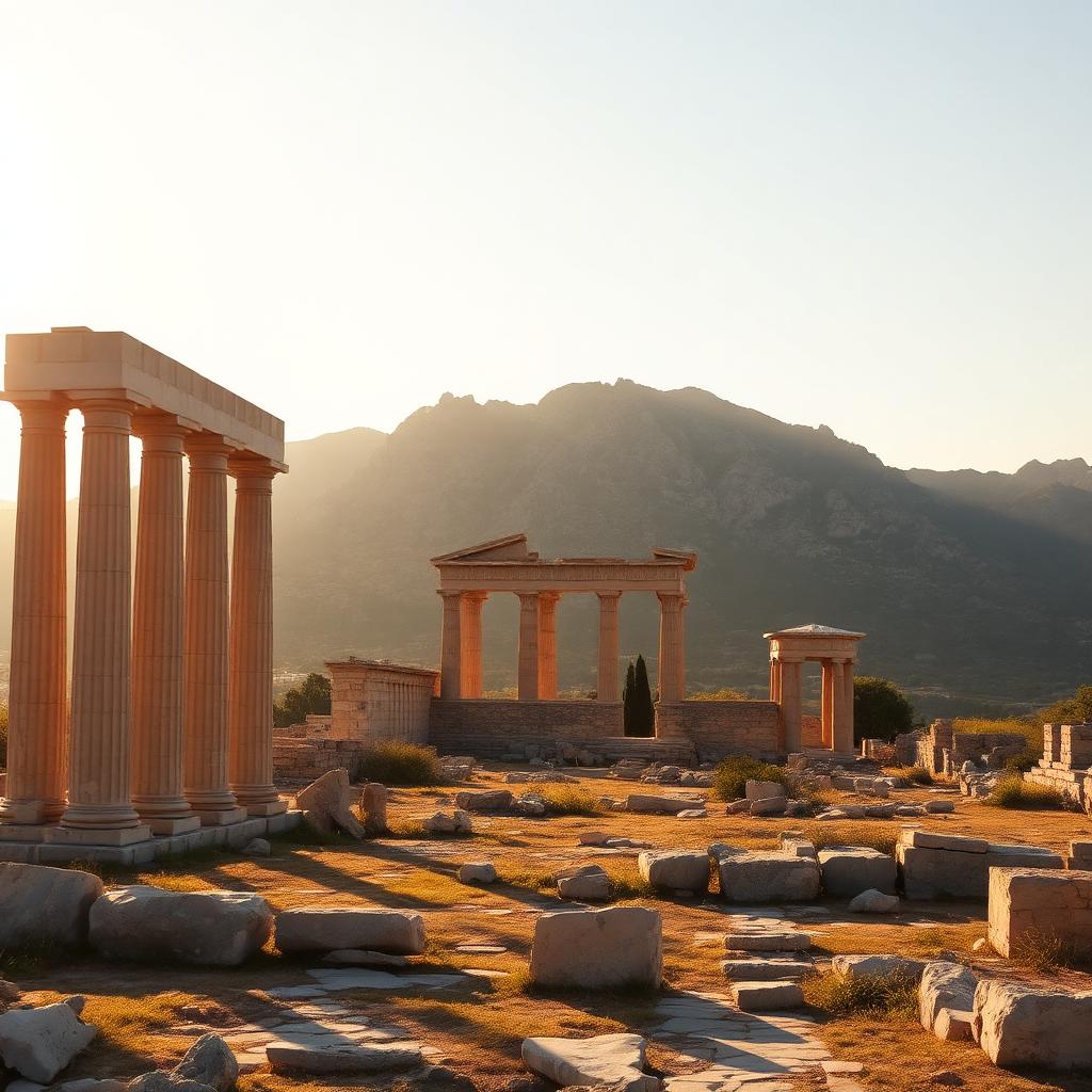 Ancient Corinth archaeological site columns and ruins